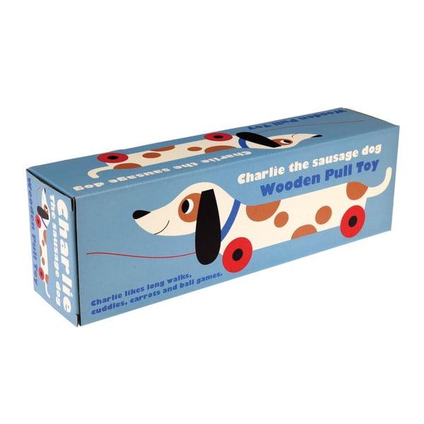 Drevený ťahací jazvečík Rex London Charlie The Sausage Dog, dĺžka 31,5 cm-image-3