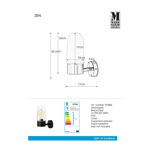Čierne nástenné svietidlo Markslöjd Zen Wall Black Clear-image-2