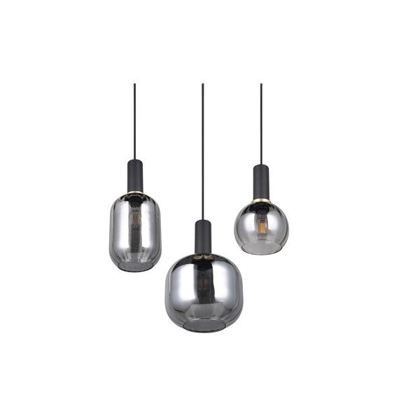 Čierne závesné svietidlo so skleneným tienidlom Diva – Trio-image-4