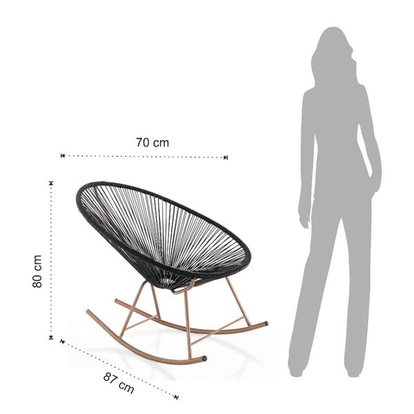 Čierne hojdacie kreslo vhodné do exteriéru Tomasucci Numana-image-3