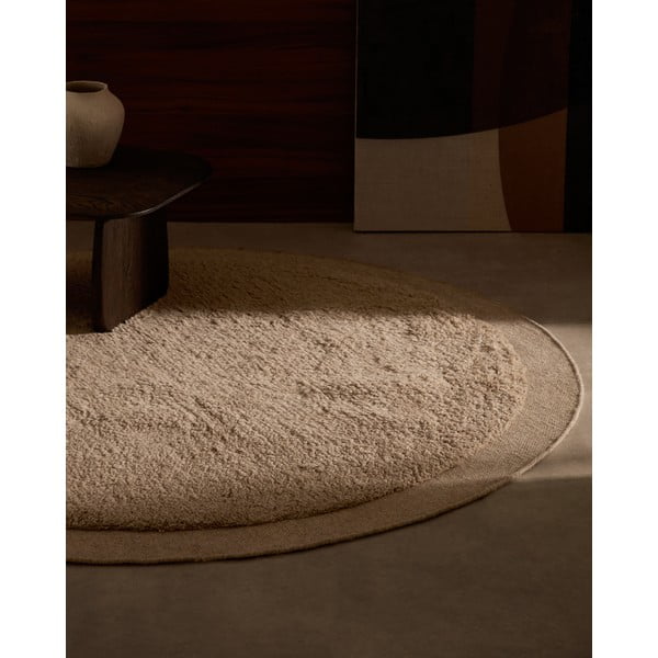 Krémový ručne tkaný vlnený okrúhly koberec ø 200 cm Marely – Kave Home-image-2