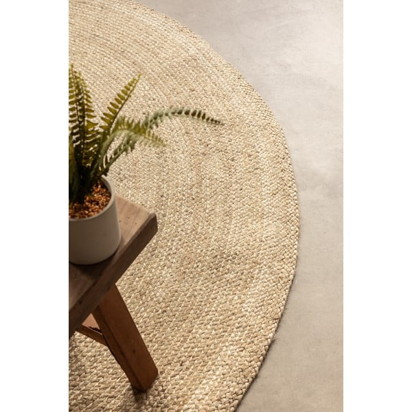 Slonovinový obojstranný jutový okrúhly koberec ø 100 cm Braided – Hanse Home-image-4
