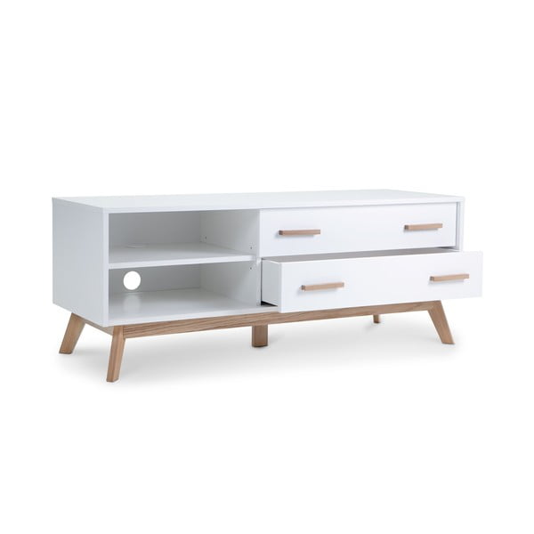 Biely TV stolík 130x50 cm Kensal – Woodman-image-3