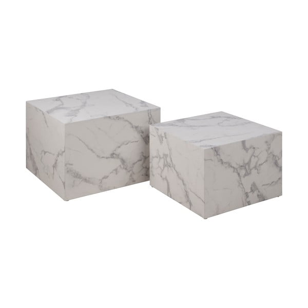 Biele konferenčné stolíky v dekore mramoru v súprave 2 ks 58x58 cm Dice – Actona
