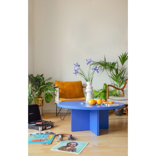 Modrý okrúhly konferenčný stolík ø 100 cm Pausa – Really Nice Things-image-1