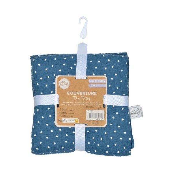 Modrá mušelínová detská deka 75x75 cm – Bébé Douceur-image-3