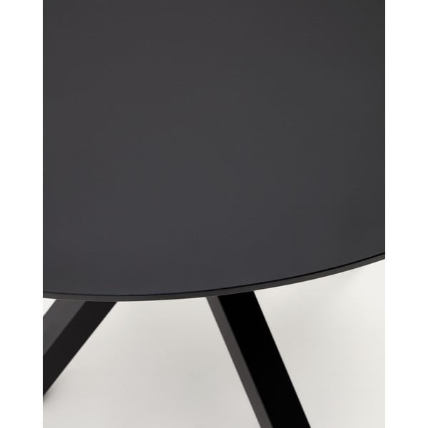 Čierny okrúhly jedálenský stôl so sklenenou doskou ø 120 cm Argo – Kave Home-image-3