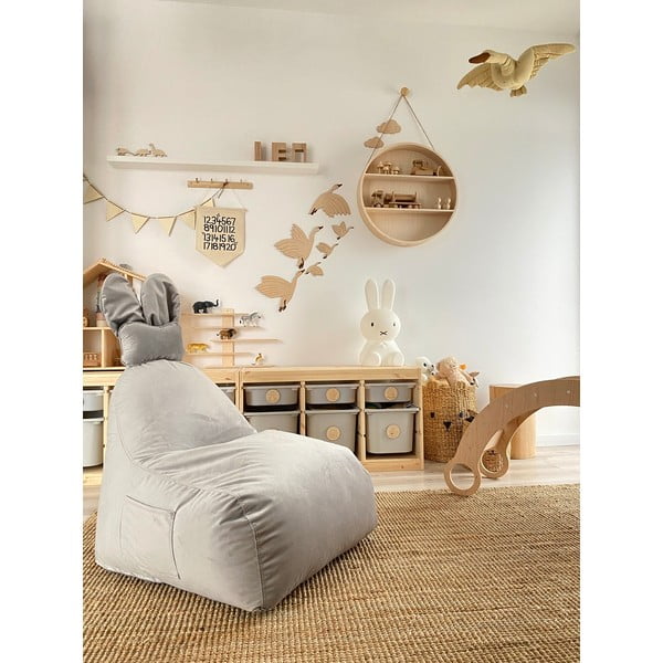 Svetlosivý detský sedací vak Funny Bunny – The Brooklyn Kids-image-1