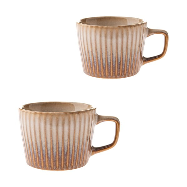 Béžové kameninové hrnčeky v súprave 2 ks na cappuccino 190 ml Tone – Dakls