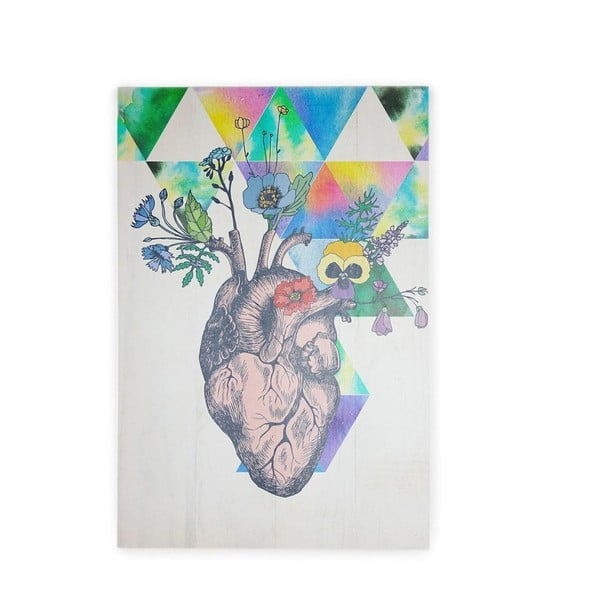 Nástenná ceduľa z borovicového dreva Really Nice Things Hipster Heart, 40 × 60 cm