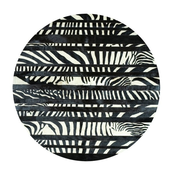 Kožený koberec s motívom zebry Pipsa Stripes, ⌀ 100 cm