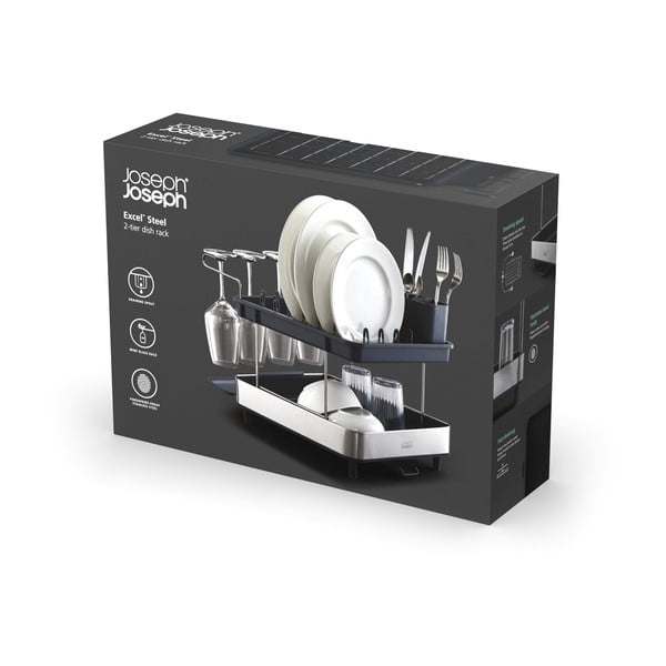 Sivý dvojposchodový anikoro odkvapkávač Excel – Joseph Joseph-image-4