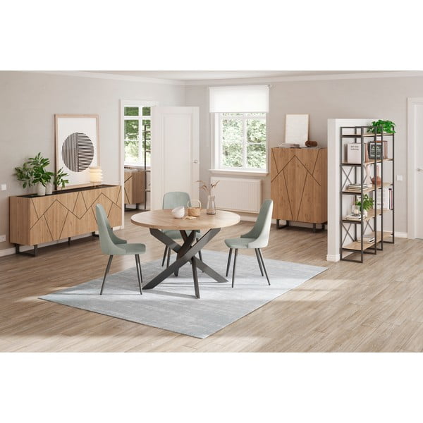 Okrúhly jedálenský stôl s doskou v dubovom dekore 120x120 cm Ther – Marckeric-image-4