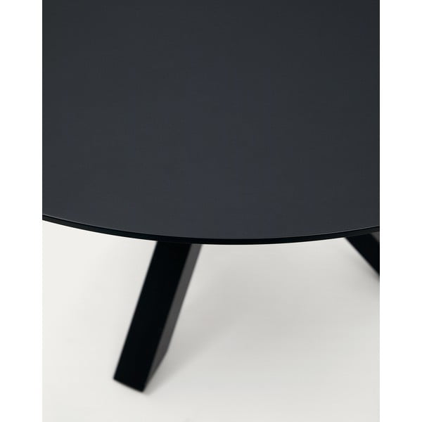Čierny okrúhly jedálenský stôl so sklenenou doskou ø 150 cm Argo – Kave Home-image-3