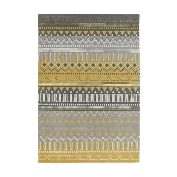 Žltý koberec Asiatic Carpets Tribal Mix, 120 x 170 cm