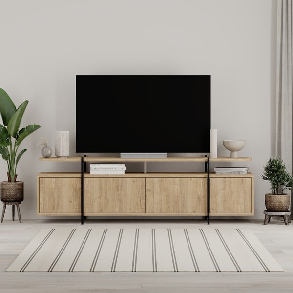 TV stolík v dekore duba v prírodnej farbe 160x48 cm Hinoa – Marckeric-image-1