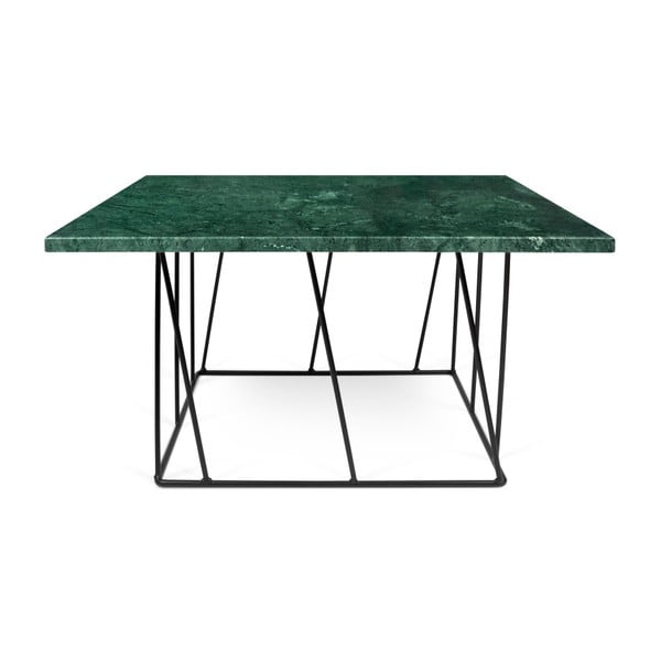 Zelený mramorový konferenčný stolík s čiernymi nohami TemaHome Heli×, 75 cm