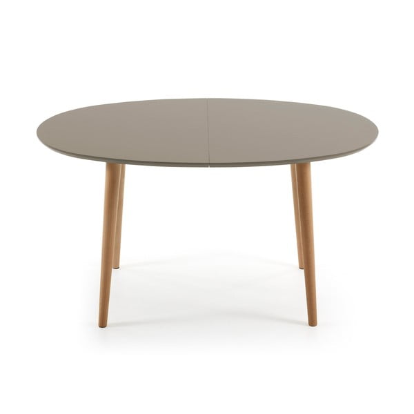 Sivý oválny rozkladací jedálenský stôl Kave Home Oakland, 140 x 90 cm-image-1