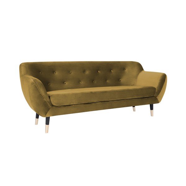Horčicovožltá pohovka s čiernymi nohami Mazzini Sofas Amelie, 188 cm-image-2