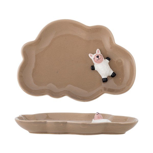 Hnedý kameninový detský tanier 14x20 cm Dolly – Bloomingville Mini-image-3