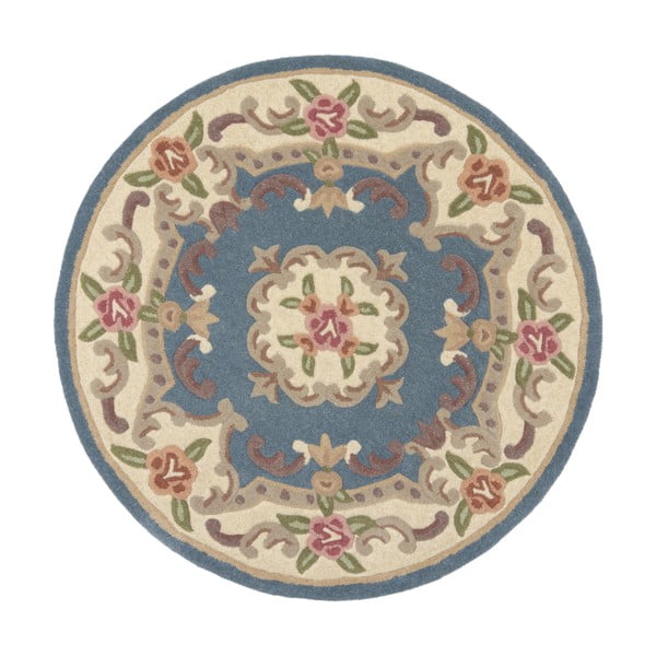 Modrý vlnený koberec Flair Rugs Aubusson, ⌀ 120 cm