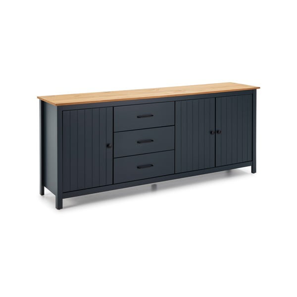 Tmavomodrá nízka komoda z borovicového dreva 190x80 cm Miranda – Marckeric-image-2