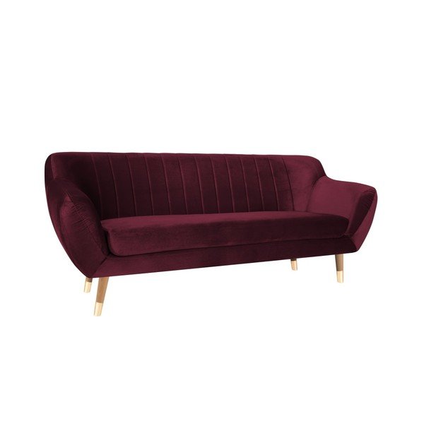 Vínovočervená zamatová pohovka Mazzini Sofas Benito, 188 cm-image-2