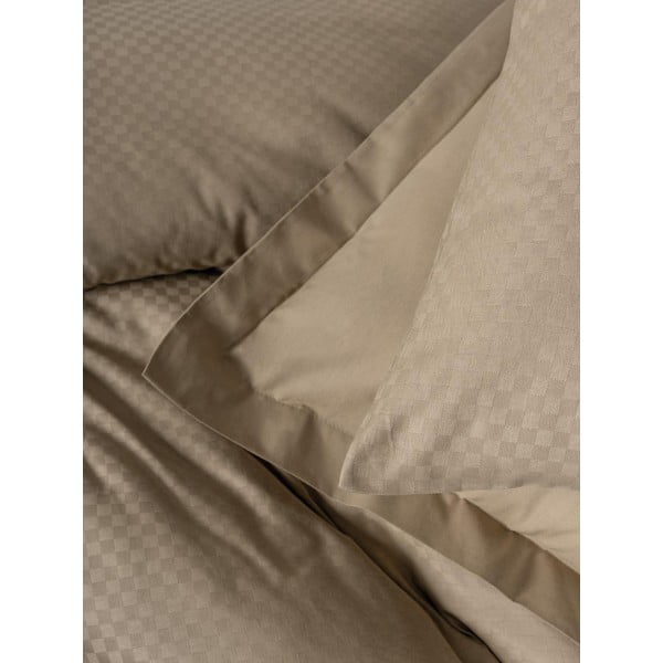 Hnedé obliečky na jednolôžko z bavlny Renforcé 140x200 cm Checkered – Mila Home Luxury-image-4