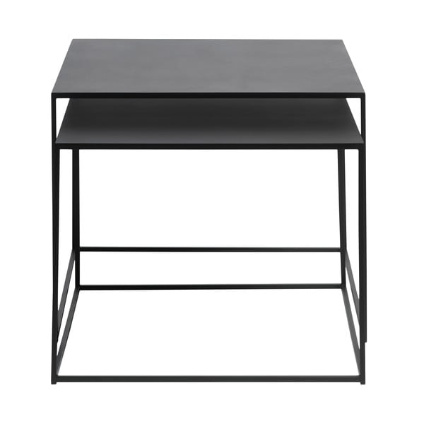 Čierne kovové konferenčné stolíky v súprave 2 ks 65x65 cm Pebble – Unique Furniture-image-3