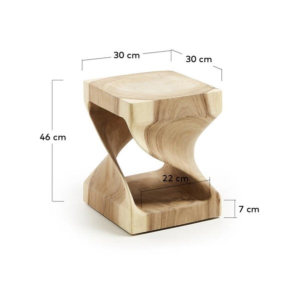 Odkladací stolík z masívu munggur 30x30 cm Hakon – Kave Home-image-4