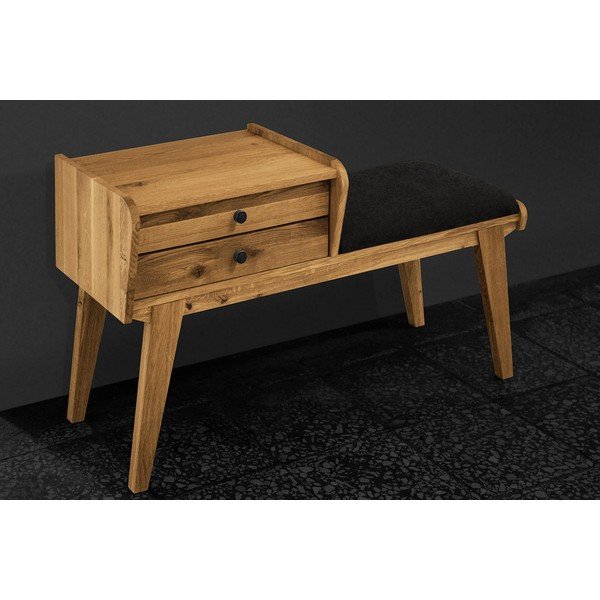 Lavica so zásuvkami z dubového dreva so sivým sedákom Retro - The Beds-image-3