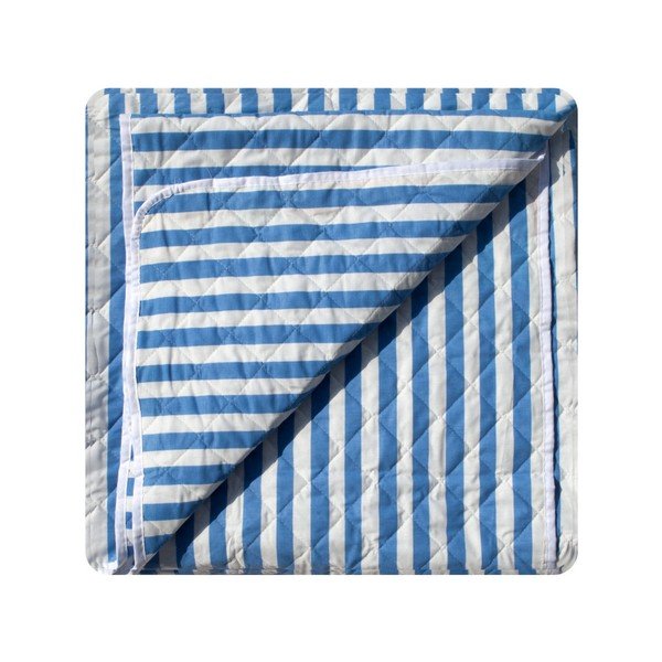 Modro-biely pruhovaný prešívaný pléd cez posteľ Stripes, 160 × 230 cm-image-3