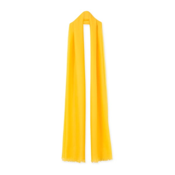 Žltý tenký kašmírový šál Bel cashmere Pola, 200 x 80 cm