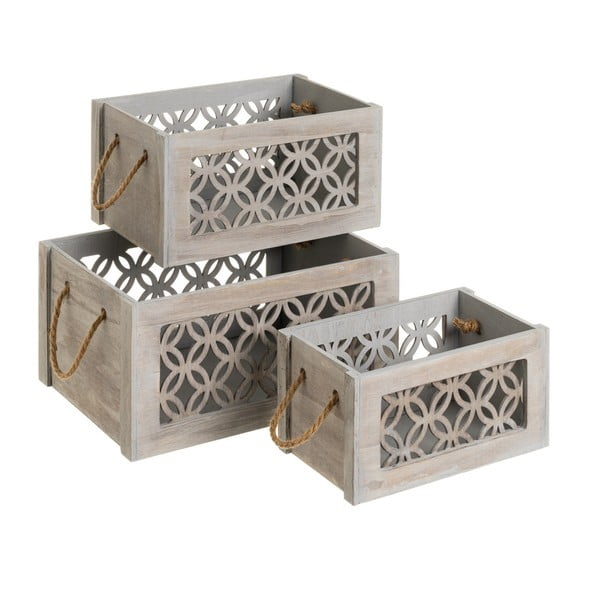 Dekoratívne drevené úložné boxy v súprave 3 ks – Casa Selección