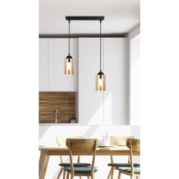 Čierne závesné svietidlo so skleneným tienidlom 10x34 cm Bistro - Candellux Lighting-image-4
