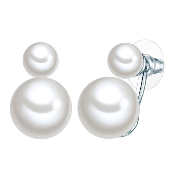 Náušnice s bielymi perlami Perldesse Sil,⌀ 8 mm a 14 mm
