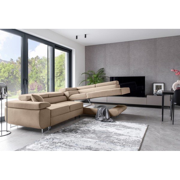 Béžová rozkladacia/s úložným priestorom rohová pohovka (pravý roh/do L) Anton – ELTAP-image-4