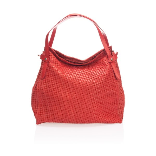 Červená kožená kabelka Markese Giacinto