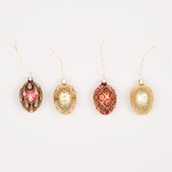 Sklenené vianočné ozdoby v súprave 4 ks 4,5 cm Heirloom Oval – Sass & Belle