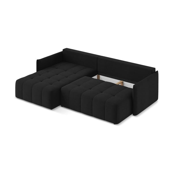 Čierna rozkladacia/s úložným priestorom rohová pohovka (ľavý roh/s leňoškou) Moku – Makamii-image-3