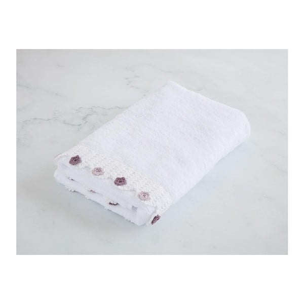 Biely bavlnený uterák k umývadlu Flower, 50 × 76 cm