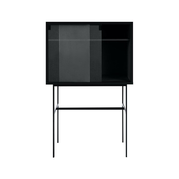 Čierna vitrína s posuvnými dverami 70x109x40 cm Lekko – noo.ma-image-2