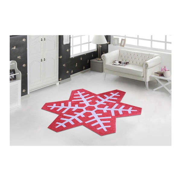 Červeno-biely koberec Vitaus Snowflake Special, 80 × 80 cm