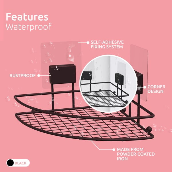 Samodržiaca rohová kúpeľňová polička Compactor Magic Bath-image-1