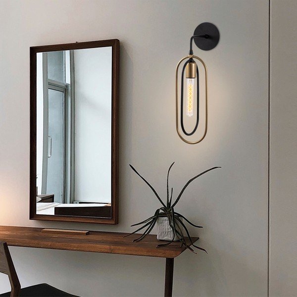 Nástenné svietidlo v čierno-zlatej farbe Cerco – Opviq lights-image-1