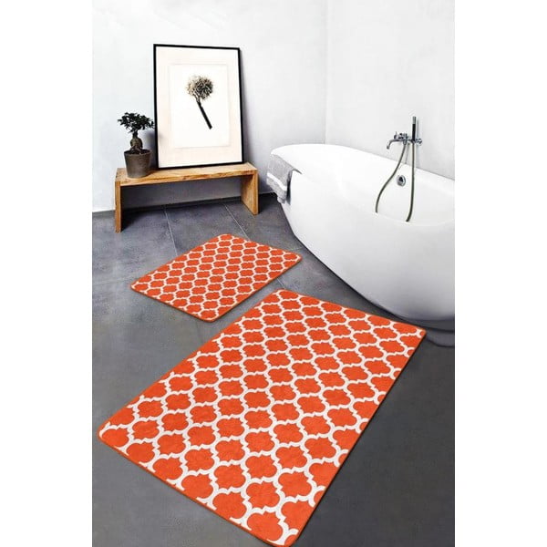 Oranžové zamatové kúpeľňové predložky v súprave 2 ks 60x100 cm – Mila Home-image-4