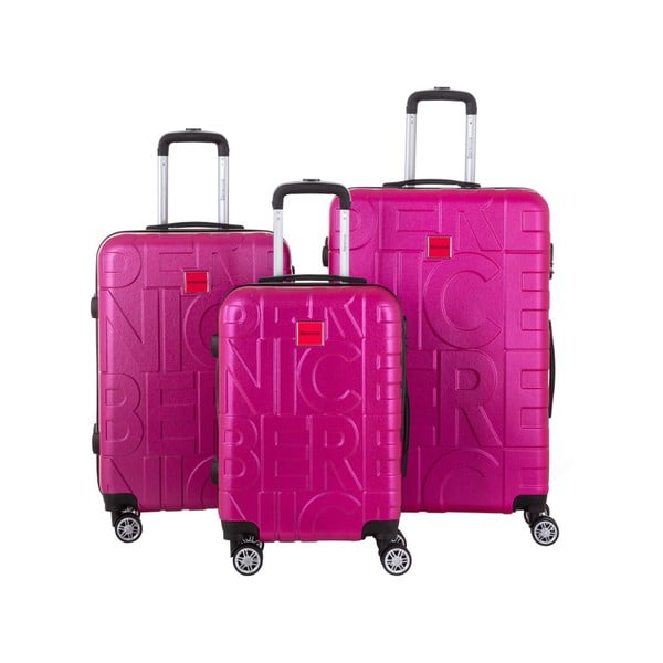Sada 3 ružových cestovných kufrov Berenice Typo