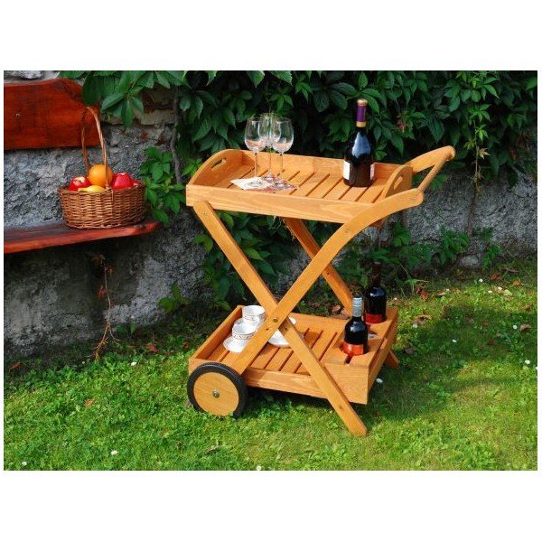 Záhradný servírovací stolík z borovicového dreva 74x61 cm - Rojaplast-image-1