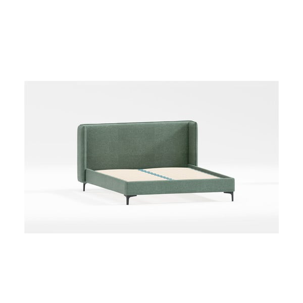 Zelená čalúnená dvojlôžková posteľ s roštom 180x200 cm Basti – Ropez