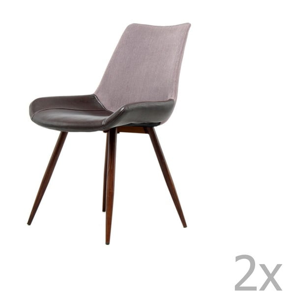 Sada 2 fialovo-hnedých jedálenských stoličiek 360 Living Brando